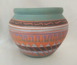 ERNEST WATCHMAN Navajo Southwestern Sage Blue Small Etched Pottery Vase (2.5&quot; H) - £19.50 GBP