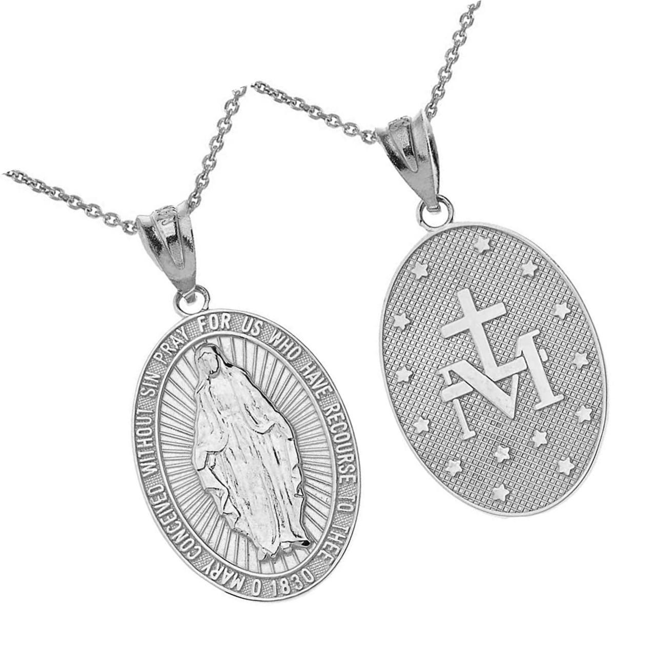 .925 Sterling Silver Miraculous Medal Of Blessed Virgin Mary - Medals