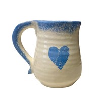Hand Painted Coffee Mug Pottery Heart Valentine Blue Farmhouse Decor Cra... - $228.49 MXN