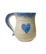 Hand Painted Coffee Mug Pottery Heart Valentine Blue Farmhouse Decor Cra... - $228.49 MXN
