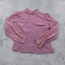 First Glance Shirt Womens 5 Purple Balloon Long Sleeve Button Pleated Blouse - £17.97 GBP