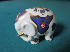 Porcelain Elephant Blue Gilt PG HANDMADE IN Malaysia 2.5&quot; [*A] - £23.74 GBP