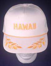 Vtg Trucker Hat-Hawaii Hat-Mesh Snapback-White-Hawaiian Headwear-Captain Hat Rop - £15.70 GBP
