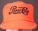 Vintage Pepsi Cola Hat-Neon Orange-Embroidered Logo-Trucker Hipster Funky Bright