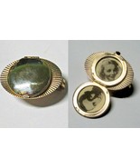 Vintage Double Photo Golden Brass Locket Scarf Clip  1940s or 50s - £7.82 GBP