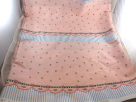 Daisy Kingdom Fabric Pink &amp; Blue flowers hearts scallops 47&quot; W X 5.5 Yards long - £94.14 GBP