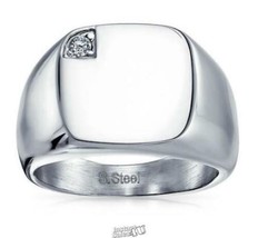 Signet Ring with CZ Accent Item Letter "F" Size 11 - £37.63 GBP
