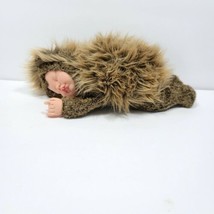 Anne Geddes Plush Sleeping Hedgehog Baby Doll Brown Rubber Face 9&quot; L Bear Animal - £21.80 GBP