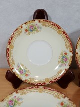 Vintage Noritake 6 Saucers N4314 Japan Red Gold Geometric Floral Replacement - £11.44 GBP