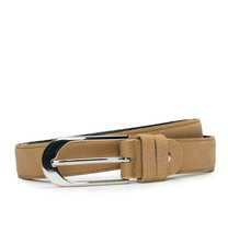 Fashion &amp; elegant plain belt on vegan suede-like with oval sleek silver buckle - £49.35 GBP