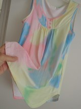 Ladies Top Size S Pastel Tie Dye S/L Subtle Pleat Front/Back Pearl Butto... - $13.49