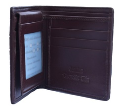 Handmade Hickory Brown Card &amp; Cash Slots Premium Crocodile Leather Bifol... - £140.99 GBP