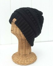 Beanie Hat Soft Stretch Knit Thick Baggy Cap Unisex Solid Color Black # ... - £14.32 GBP