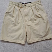 VTG Tommy Hilfiger Yellow Pleated Twill Classic Chino Shorts Men&#39;s Tag 34 M 30 - £9.97 GBP