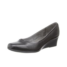 Life Stride Womens 8 M Black Groovy Faux Leather Wedge Heel Pumps NIB SX5 - $29.39