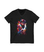 Michael Jackson Abstract Silhouette V-Neck Unisex Graphic T-Shirt - $29.95