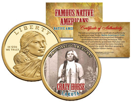 Crazy Horse *Famous Native Americans* Sacagawea Dollar Us $1 Coin Lakota Indians - £7.53 GBP