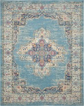 8 X 10 Light Blue Southwestern Power Loom Area Rug - $4,870.52 MXN