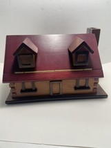 Wooden House Jewelry Box Trinket Box and Bank Cabin with Chimney Coin Slot - £23.70 GBP