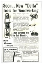 Print Ad Delta Mfg. Co. &#39;36 Woodworking Tool Catalog 1935 1/2-Page Adver... - $182.07 MXN