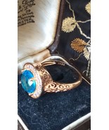Vintage 1990-s 14 Ct Rolled Gold Blue Topaz Ring Size UK R US 8.5  Hallm... - $1,590.11 MXN