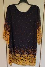 Womens Plus 3X Grace Karin Dark Navy Blue Multicolor Autumn Floral Print Dress - £22.75 GBP