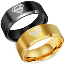 Tungsten Carbide SuperMan Wedding Band Ring - Gold Black Color - Price for one r - $39.99