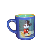 Mickey Mouse Coffee Mug Cup Blue Green Yellow Disney Store Walking Thailand - £9.00 GBP