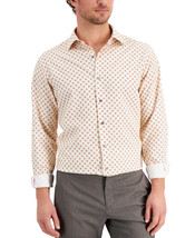 Mens Dress Shirt Slim Fit Geo Print Tan Berry Size 15-15½ 32/33 ALFANI $... - £14.15 GBP