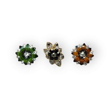 Rhinestone Adjustable Rings Chunky Bling Women&#39;s Fashion Jewelry (Lot of 3) Boho - £12.81 GBP