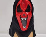 Vintage Funworld Ghost Devil Vampire Mask Red Evil Face Hooded Adult Hal... - $36.62