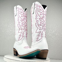 Lane SMOKESHOW Womens White Cowboy Boots 7.5 Pink Cowgirl Western Snip T... - $222.75