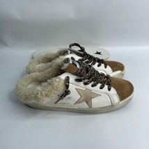 Golden Goose Superstar Sabot Leather Shearling Leopard Laces Size 40 - $395.99