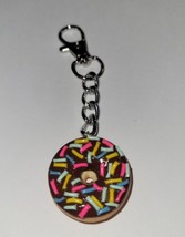 Chocolate Frosted Sprinkled Donut  Keychain Breakfast Charm - $8.50