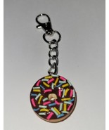 Chocolate Frosted Sprinkled Donut  Keychain Breakfast Charm - £6.71 GBP