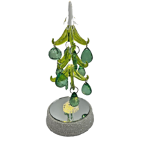 Glass Christmas Tree With Jeweled Ornaments Muti Colored Lighting Or Pla... - £15.76 GBP