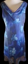 GIORGIO FIORLINI Collection Dress Size 13/14 Blue Floral Sheer Lined USA  - $11.88