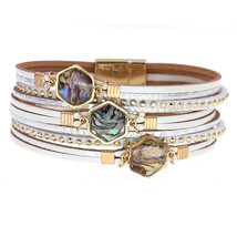 WELLMORE NEW Bohemia leather bracelets for women fashion chram bracelets magnet  - £11.23 GBP