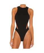 Atoir Black Bianca Racerback Stretchy Scuba Fabric Side Cutouts Bodysuit... - $77.42 CAD