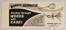 1964 Print Ad Bomber Bait Bushwhacker Fishing Lures Gainesville,Texas - £6.71 GBP