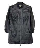 Jessica London Black Leather Long Jacket/Coat Women&#39;s Size 16 (no neck b... - $64.50 CAD