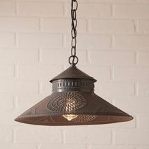 Rustic Shade Light with Punched Chisel in Kettle Black Tin image 2