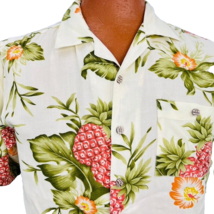 Islander Hawaiian Aloha S Shirt Hibiscus Flower Pineapple Palm Leaves Yellow - £32.14 GBP