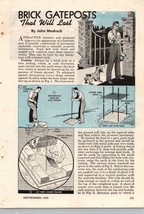 1945 Vintage Make Brick Gateposts That Last Project Article Popular Mechanics - £19.63 GBP