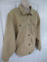 Cabela&#39;s Faux Suede Jacket Tan Women&#39;s Large Button Down Lined Washable - £14.15 GBP