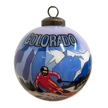 Colorado Skiing Reverse Painted Glass Ball Christmas Ornament - $27.98