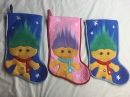 Lot 3 Holiday Stocking Pink Blue Good Luck Trolls - $19.78