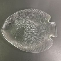 Arcoroc France Fish Plate Clear Transparent Glass Embossed 10.25 x 8.25 Vintage - £13.45 GBP