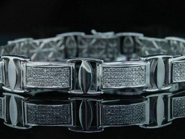 12CT Round Cut Diamond 14K White Gold Over Men Wedding Engagement Link Bracelet - £193.56 GBP