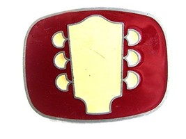 Vintage Red &amp; Cream Guitar Neck Belt Buckle By RJ 7617 - £13.23 GBP